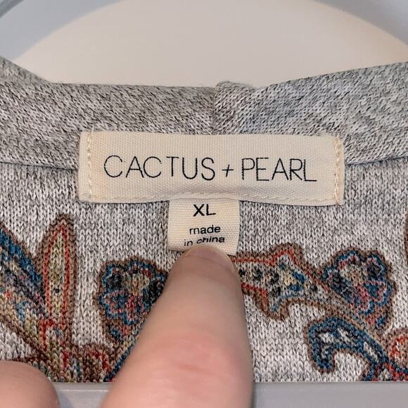 Cactus + Pearl Floral Paisley Cowl Neck Tunic Sweater - Picture 6 of 8